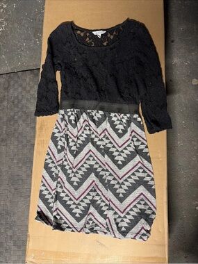 Women’s speechless brand Lace Top with Geometric Gray & Purple Skirt Dress